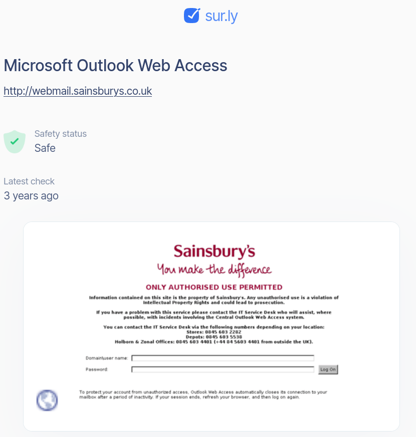 Sainsbury's Microsoft Outlook Web Access